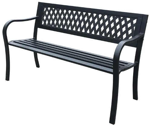 Černá kovová zahradní lavička