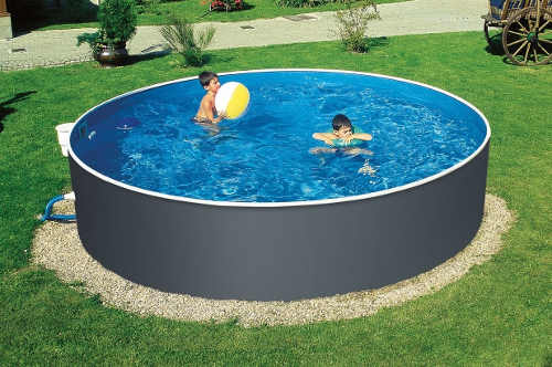 Kruhový kovový bazén pro částečné zapuštění do země