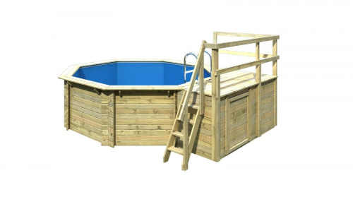 Dřevěný bazén osmiúhelníkového tvaru
