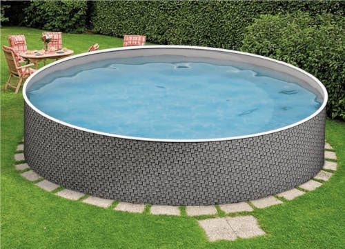 kruhový bazén v ratanovém designu