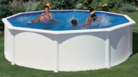 Bílý nadzemní kruhový zahradní bazén GRE Fidji 3,5 x 1,2m z pozinkovaného plechu