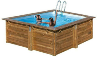 Čtvercový nadzemní dřevěný zahradní bazén 3,05 x 3,05 x 1,19m